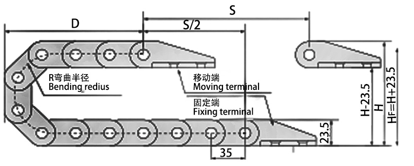 18系列微小型拖鏈主要技術(shù)參數(shù)圖