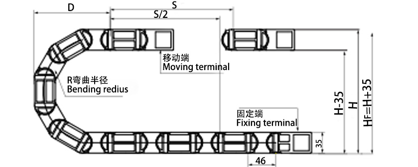 20系列強力型拖鏈主要技術(shù)參數(shù)  圖